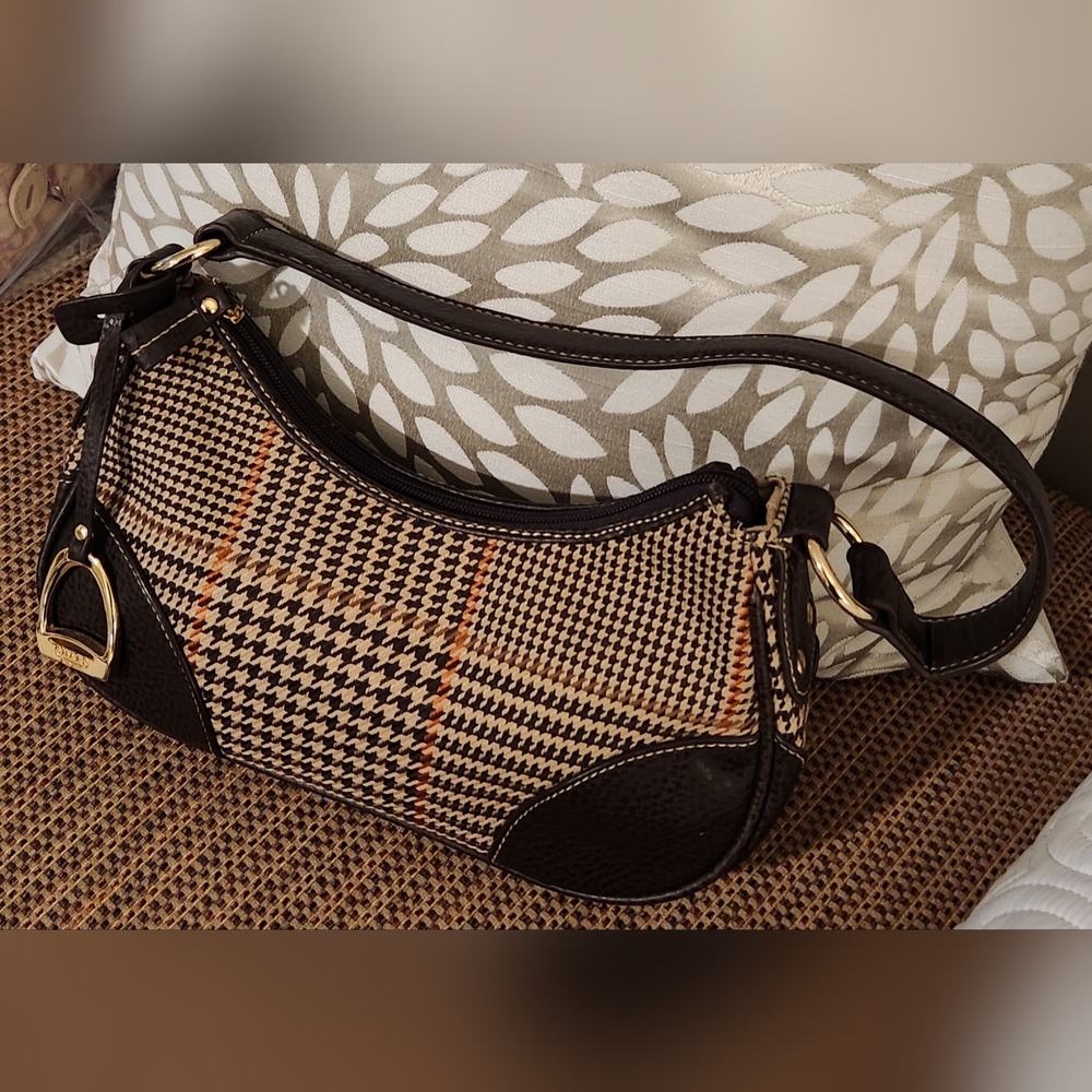 CHAPS Oak Street Houndstooth and Leather Hobo  NWT  SALE SALE SALE 🤑🤑🤑🤑🤑